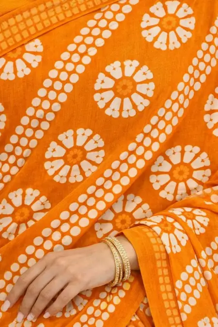 Orange Georgette Bandhani Saree (Regular Sari) view 4