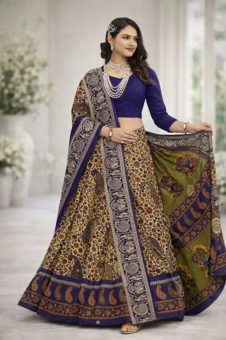 Navy Blue Cotton Bollywood Saree (Regular Sari)
