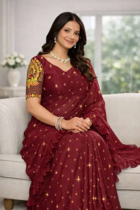 Maroon Art Silk Saree (Regular Sari) view 3