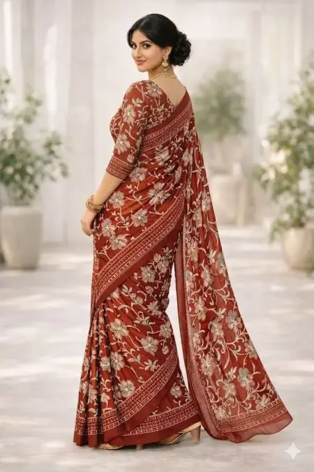 Copper, Orange Georgette Bandhani Saree (Regular Sari) view 4