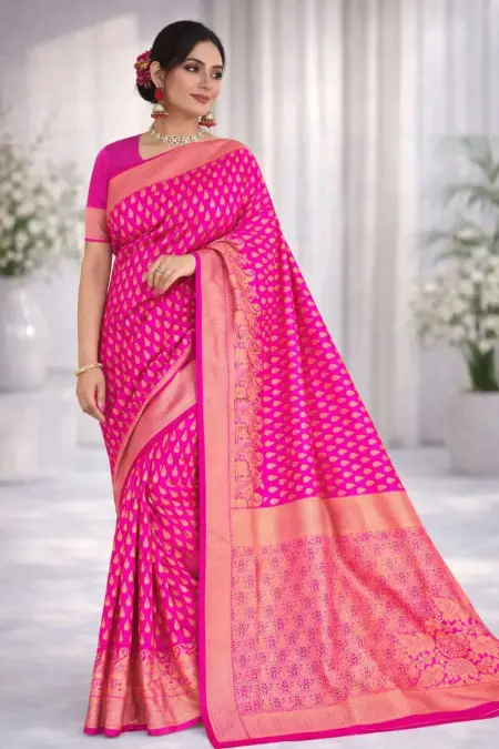 Pink Art Silk Banarasi Saree