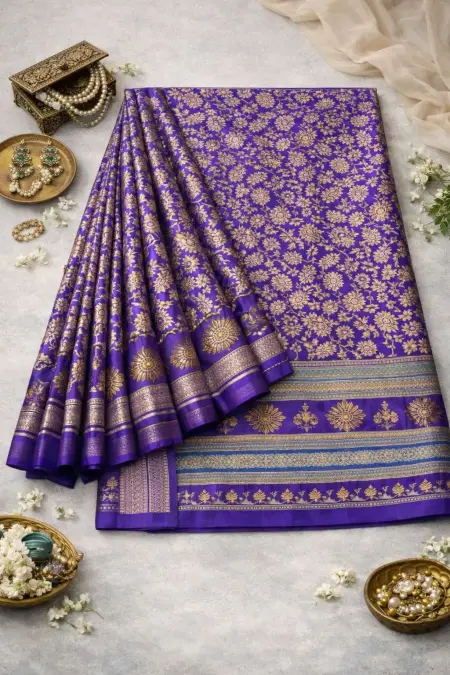 Purple Banarasi Silk Banarasi Saree (Regular Sari) view 4