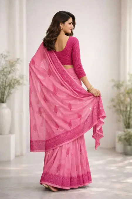 Pink Chiffon Daily Wear Saree (Regular Sari) view 2