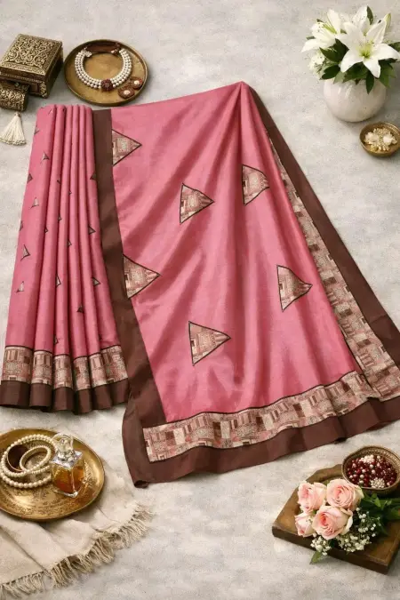 Pink Art Silk Bollywood Saree (Regular Sari) view 4
