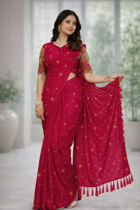 Red Art Silk Saree - Casual (Regular Sari) (Free Size)