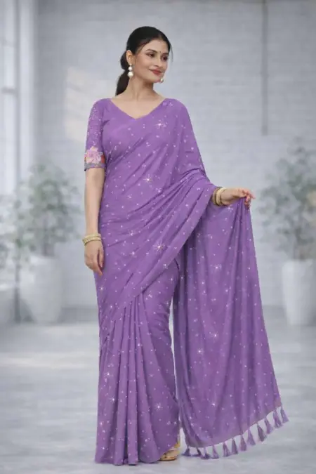 Purple Georgette Bollywood Saree (Regular Sari)
