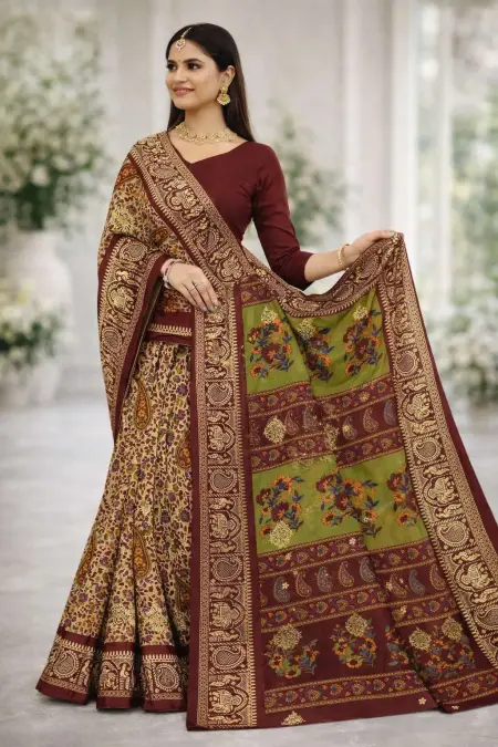Wine Cotton Bollywood Saree (Regular Sari)