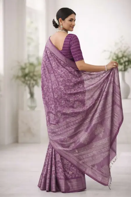 Multicolor, Purple, Wine Banarasi Silk Banarasi Saree (Regular Sari) view 2