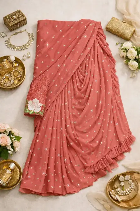 Gajari Georgette Bollywood Saree (Regular Sari) view 4