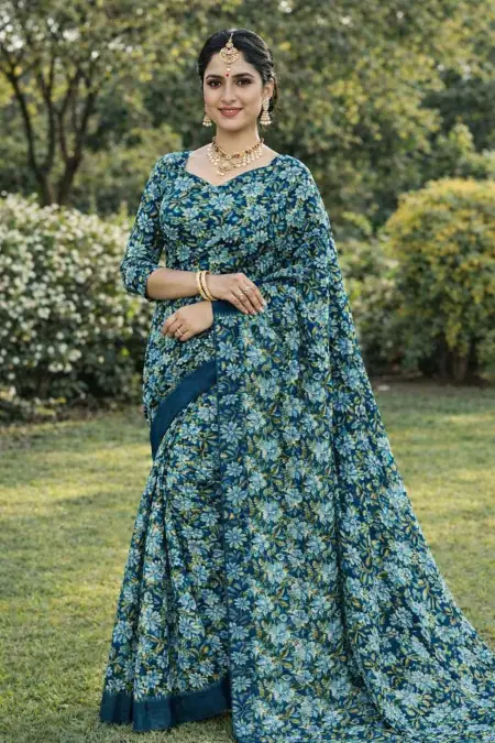 Teal Georgette Bandhani Saree - Casual (Regular Sari) (Free Size)