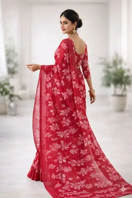 Magenta Georgette Bandhani Saree (Regular Sari) view 4
