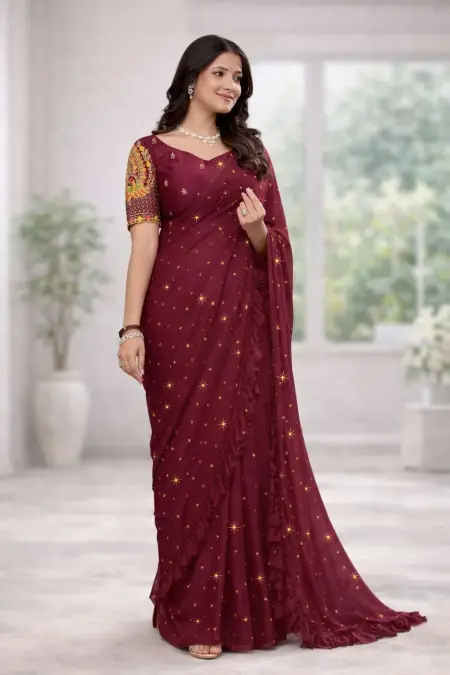 Maroon Art Silk Saree (Regular Sari)