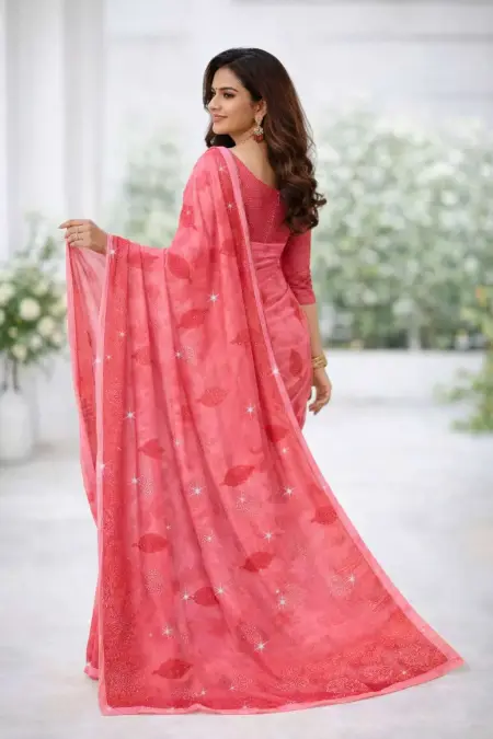 Peach Chiffon Daily Wear Saree (Regular Sari) view 2