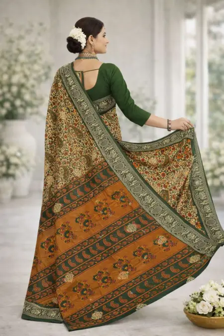Olive Cotton Bollywood Saree (Regular Sari) view 2