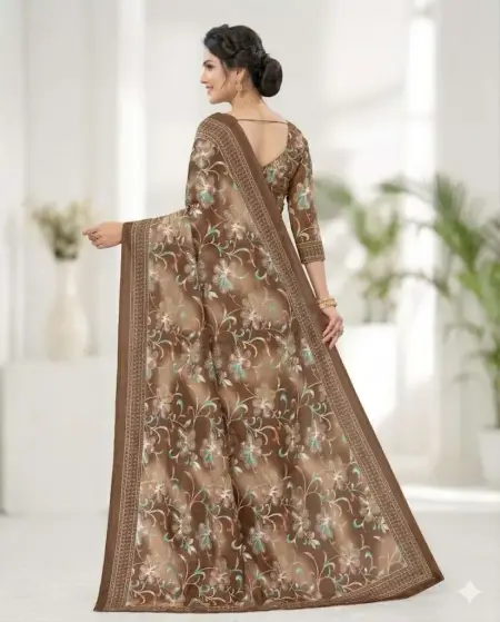 Beige, Bronze, Copper Georgette Bandhani Saree (Regular Sari) view 2
