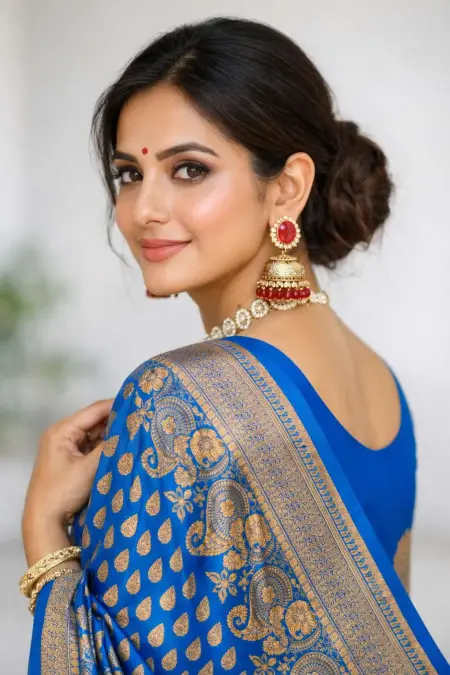 Blue Art Silk Banarasi Saree - Casual (Free Size) view 2