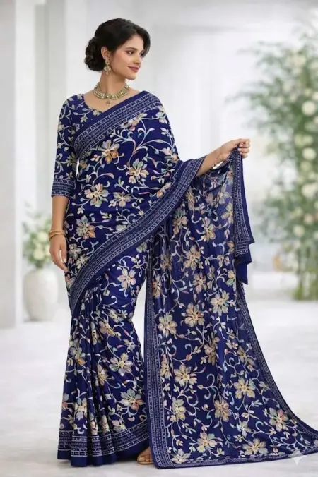 Blue Georgette Bandhani Saree (Regular Sari)