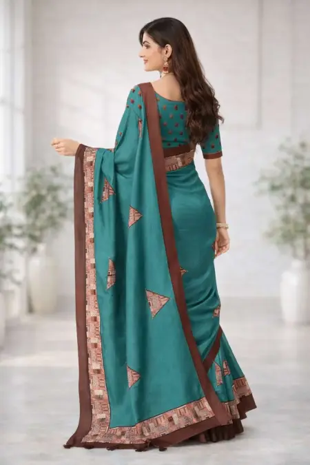 Teal Art Silk Bollywood Saree (Regular Sari) view 2