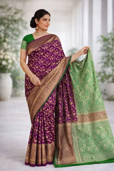 Green, Wine Art Silk Bollywood Saree (Regular Sari)