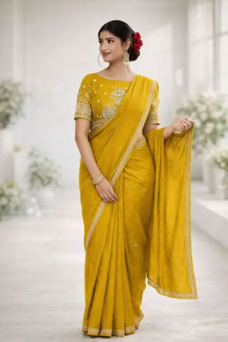Mustard Art Silk Bollywood Saree (Regular Sari) view 3