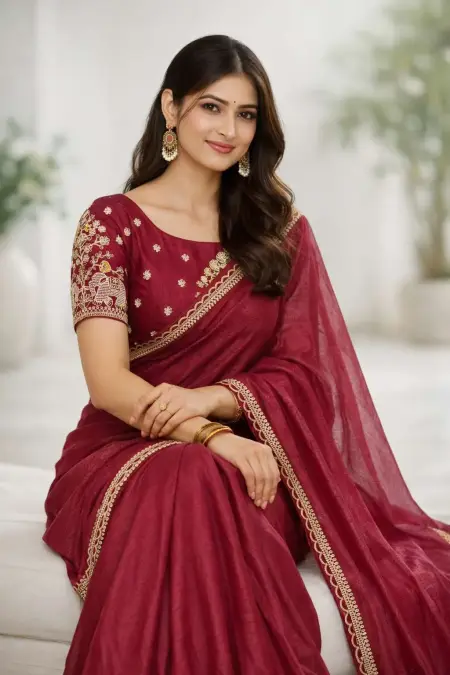 Red Art Silk Bollywood Saree (Regular Sari) view 3