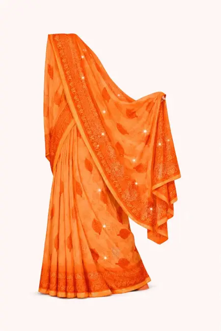 Orange Chiffon Daily Wear Saree (Regular Sari) view 4