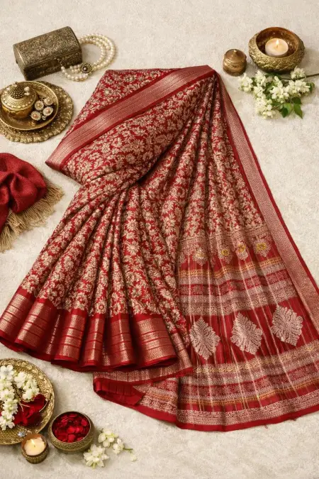 Dark Pink, Magenta, Maroon, Red, Rust Banarasi Silk Banarasi Saree (Regular Sari) view 4