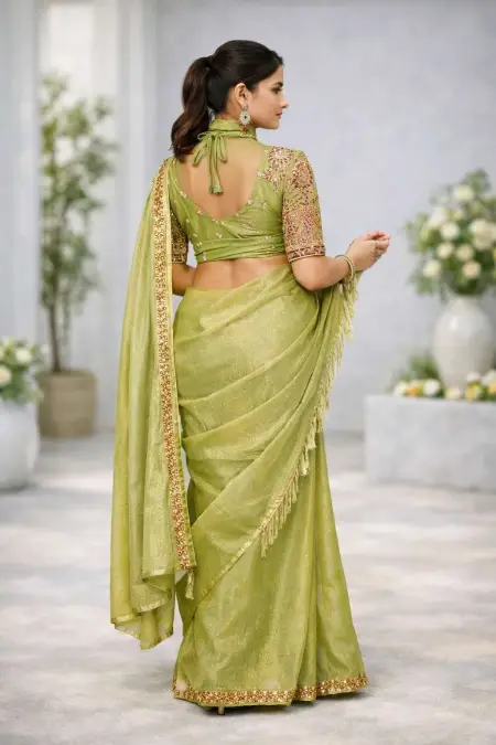 Mehendi Art Silk Bollywood Saree - Casual (Regular Sari) (Free Size) view 3