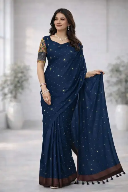 Navy Blue Art Silk Saree (Regular Sari)