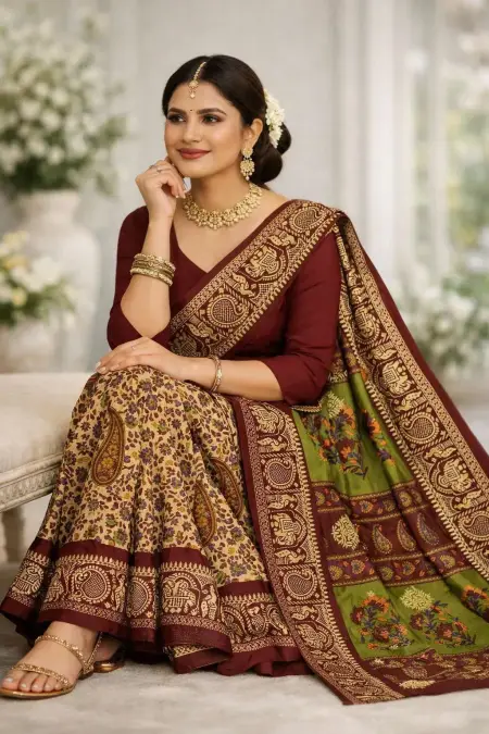Wine Cotton Bollywood Saree (Regular Sari) view 3