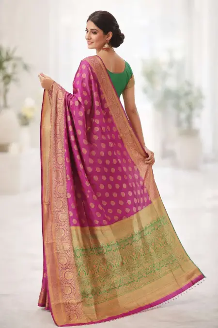 Green, Wine Banarasi Silk Banarasi Saree (Regular Sari) view 2