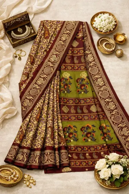 Wine Cotton Bollywood Saree (Regular Sari) view 4