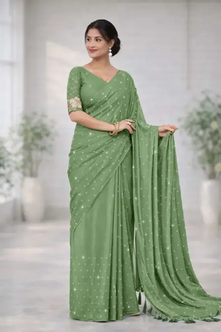 Mehendi Georgette Bollywood Saree (Regular Sari)