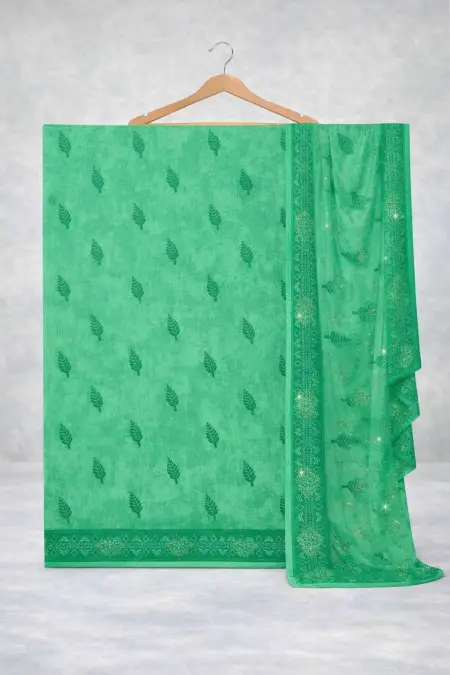 Mint Green Chiffon Daily Wear Saree (Regular Sari) view 4