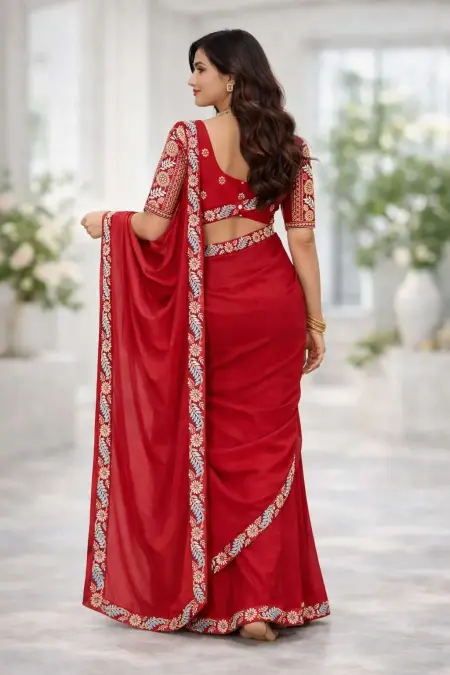 Red Georgette Bollywood Saree - Casual (Regular Sari) (Free Size) view 2