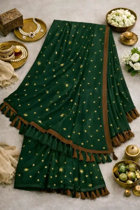 Dark Green Art Silk Saree (Regular Sari) view 4
