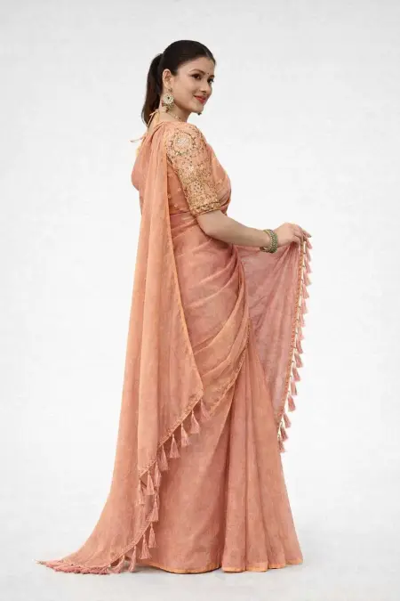 Peach Art Silk Bollywood Saree (Regular Sari) view 2