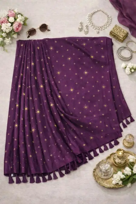 Purple Art Silk Saree (Regular Sari) view 4
