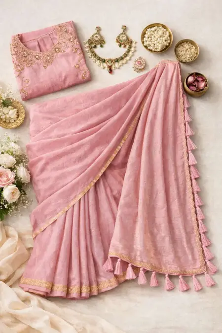 Pink Art Silk Bollywood Saree (Regular Sari) view 4