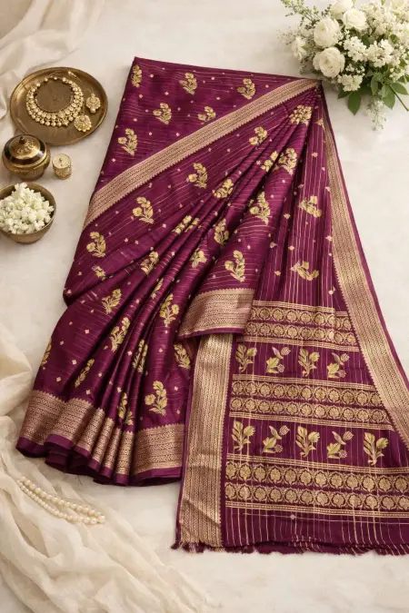 Maroon, Red, Rust, Wine Banarasi Silk Banarasi Saree (Regular Sari) view 4