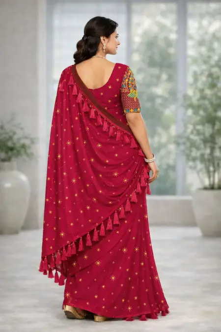 Red Art Silk Saree - Casual (Regular Sari) (Free Size) view 2