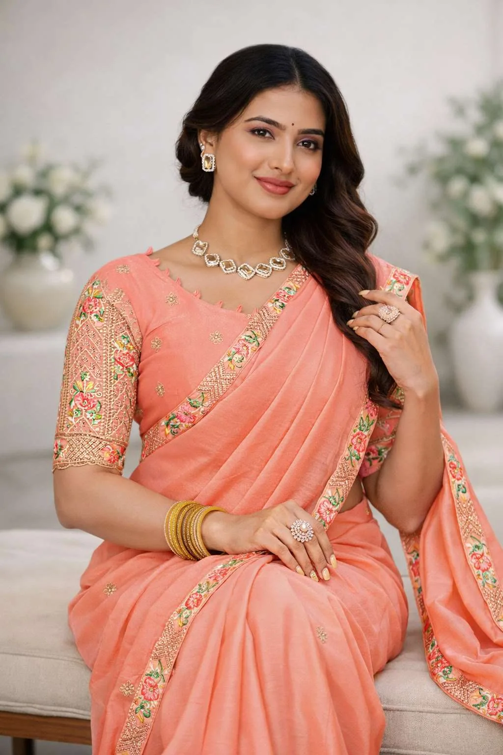 Women's Lightweight Polyester Saree with Delicate Self Work