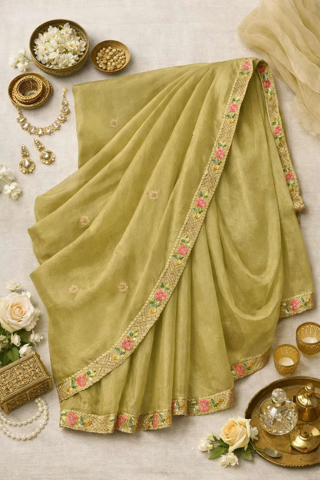 Women's Lightweight Polyester Saree with Delicate Self Work (Variant) view 4