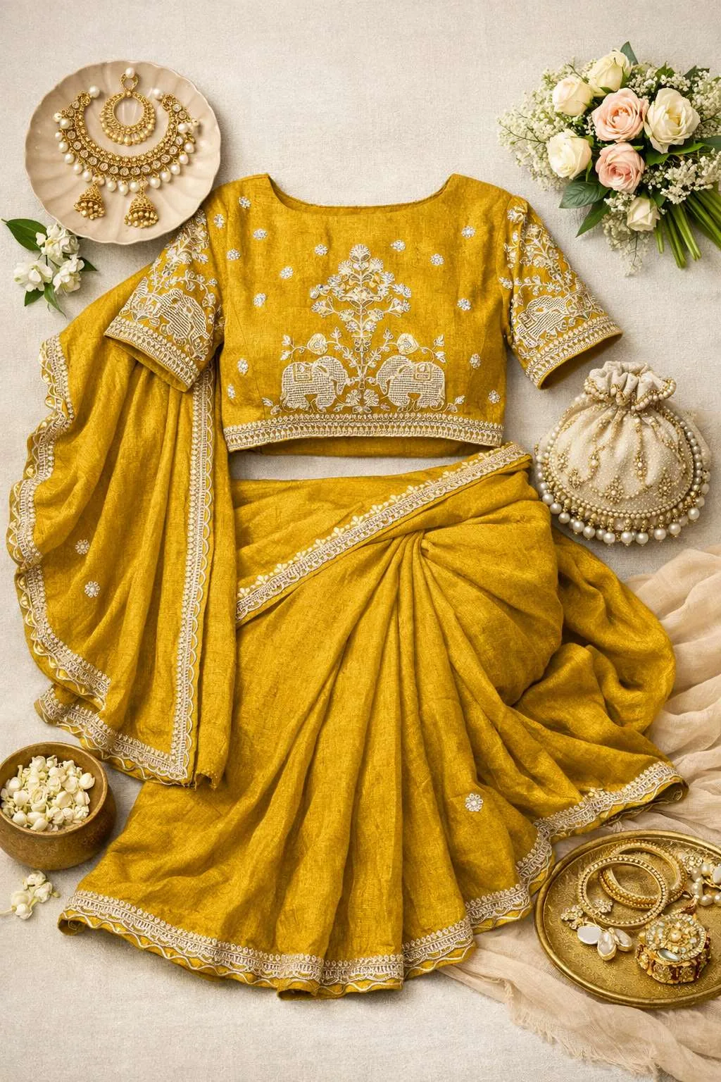 Mustard Art Silk Bollywood Saree (Regular Sari) view 4
