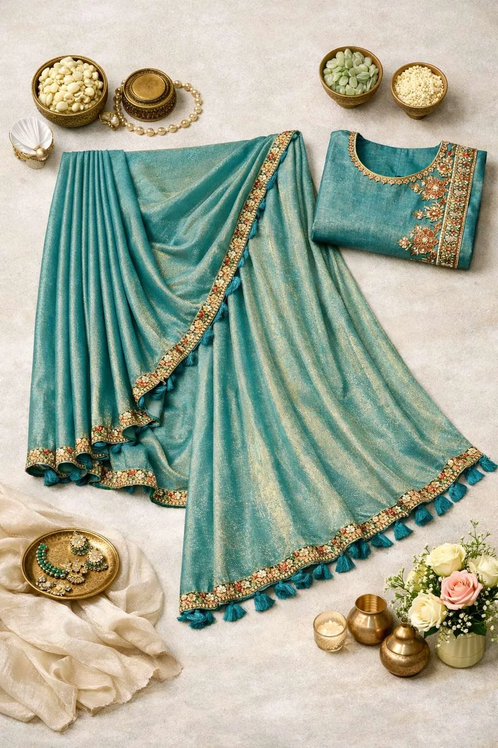 Baby Blue Art Silk Bollywood Saree (Regular Sari) view 4