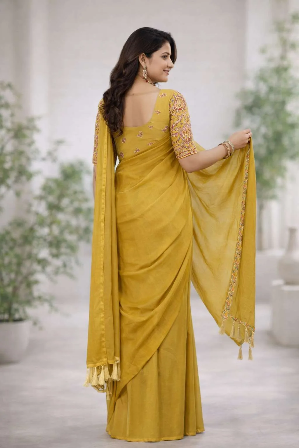 Mustard Art Silk Bollywood Saree (Regular Sari) view 2