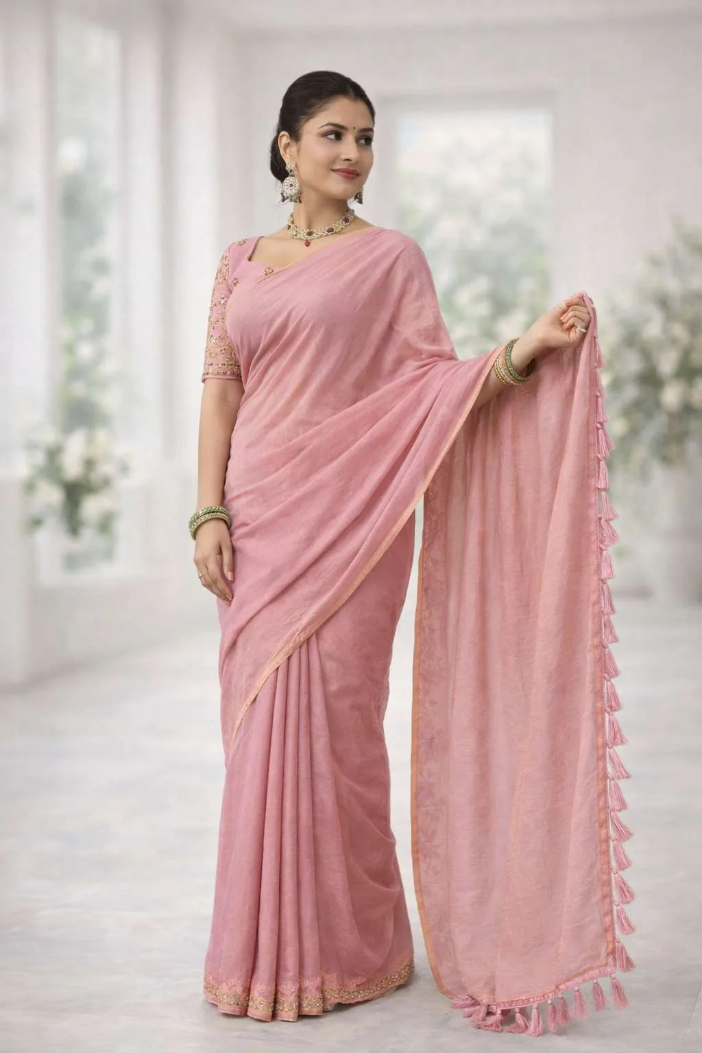 Pink Art Silk Bollywood Saree (Regular Sari)