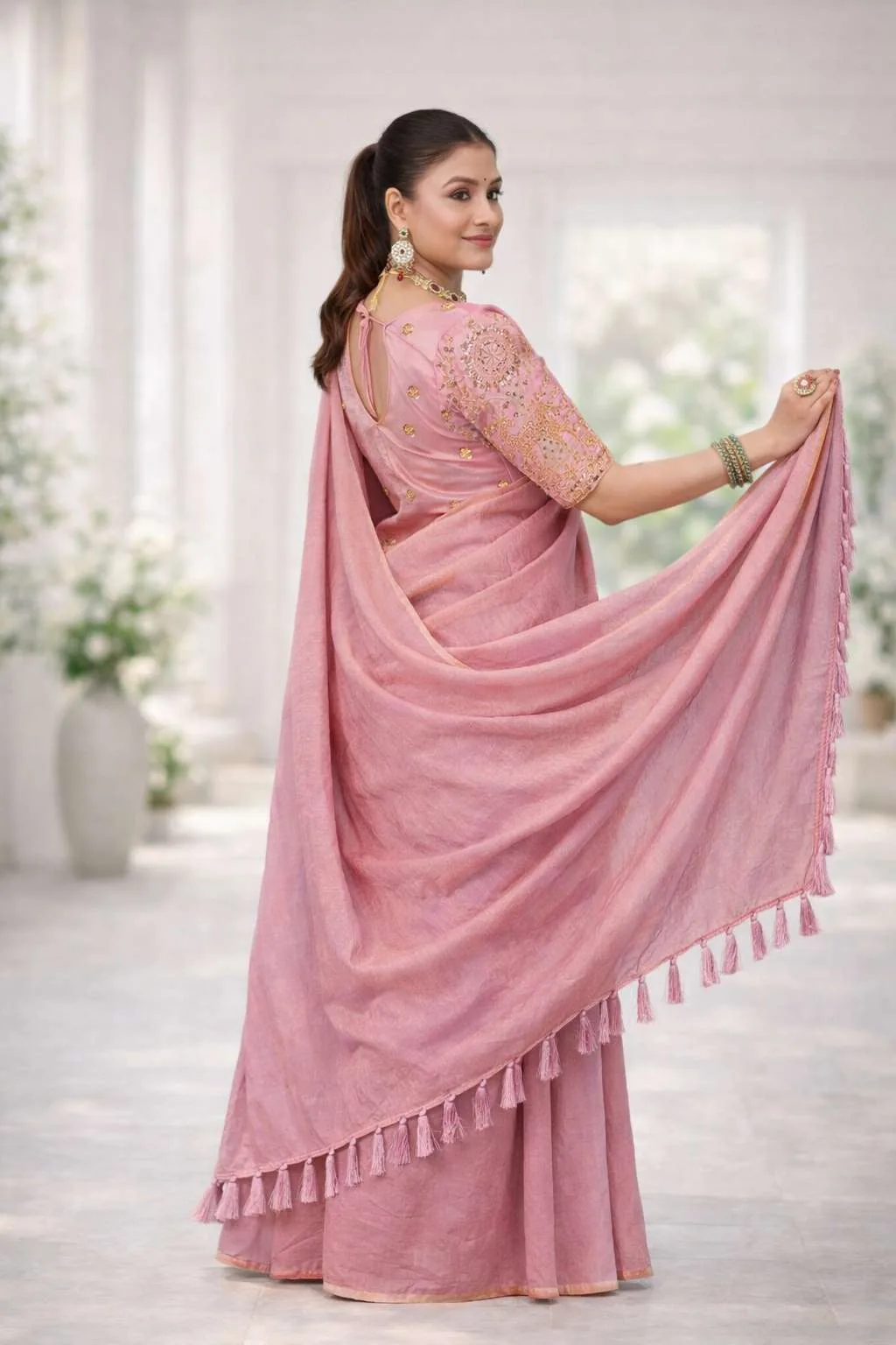Pink Art Silk Bollywood Saree (Regular Sari) view 2