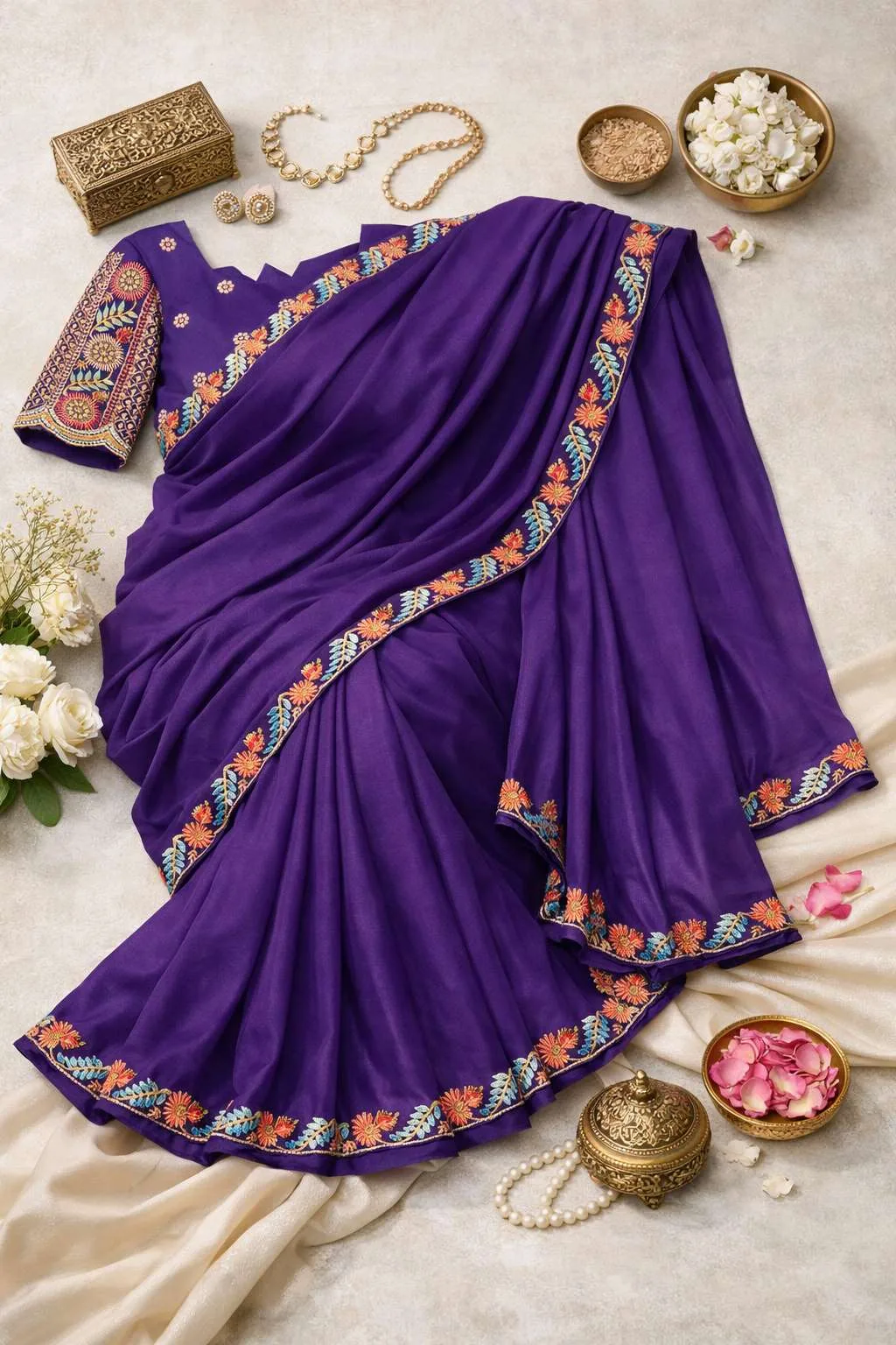 Purple Georgette Bollywood Saree (Regular Sari) view 4