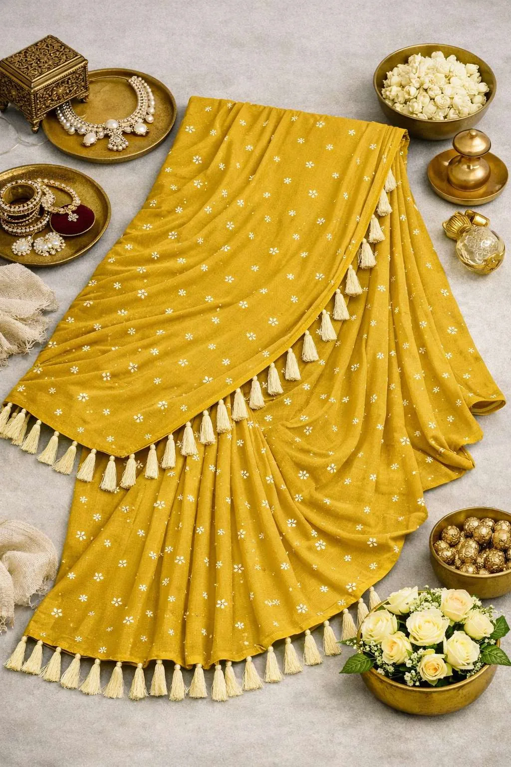 Yellow Georgette Bollywood Saree - Casual (Regular Sari) (Free Size) view 4